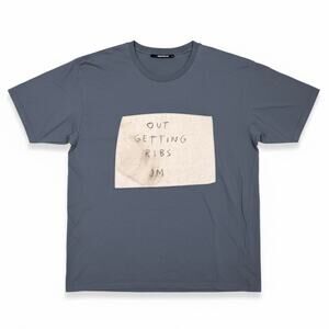 Rome Pays Off x Basquiat Men's Large Out Getting Ribs JM Applique Blue Shirt